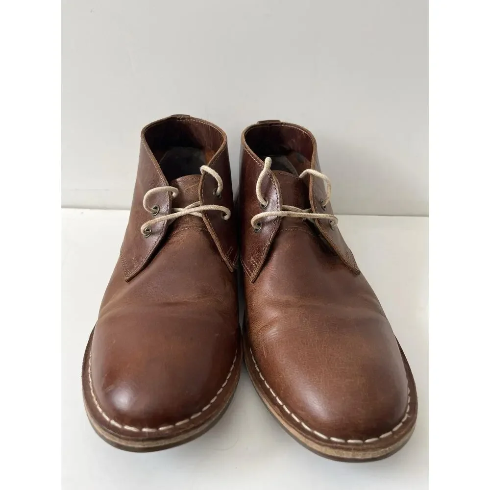 Michael Shannon Boots Mens Size 7 Brown Leather Desert Chukka Ankle Lace Up
